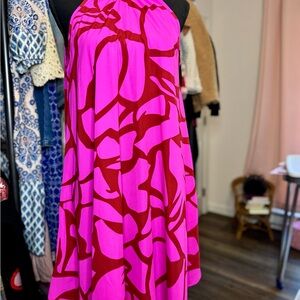 Vibrant Pink and Red Halter Dress